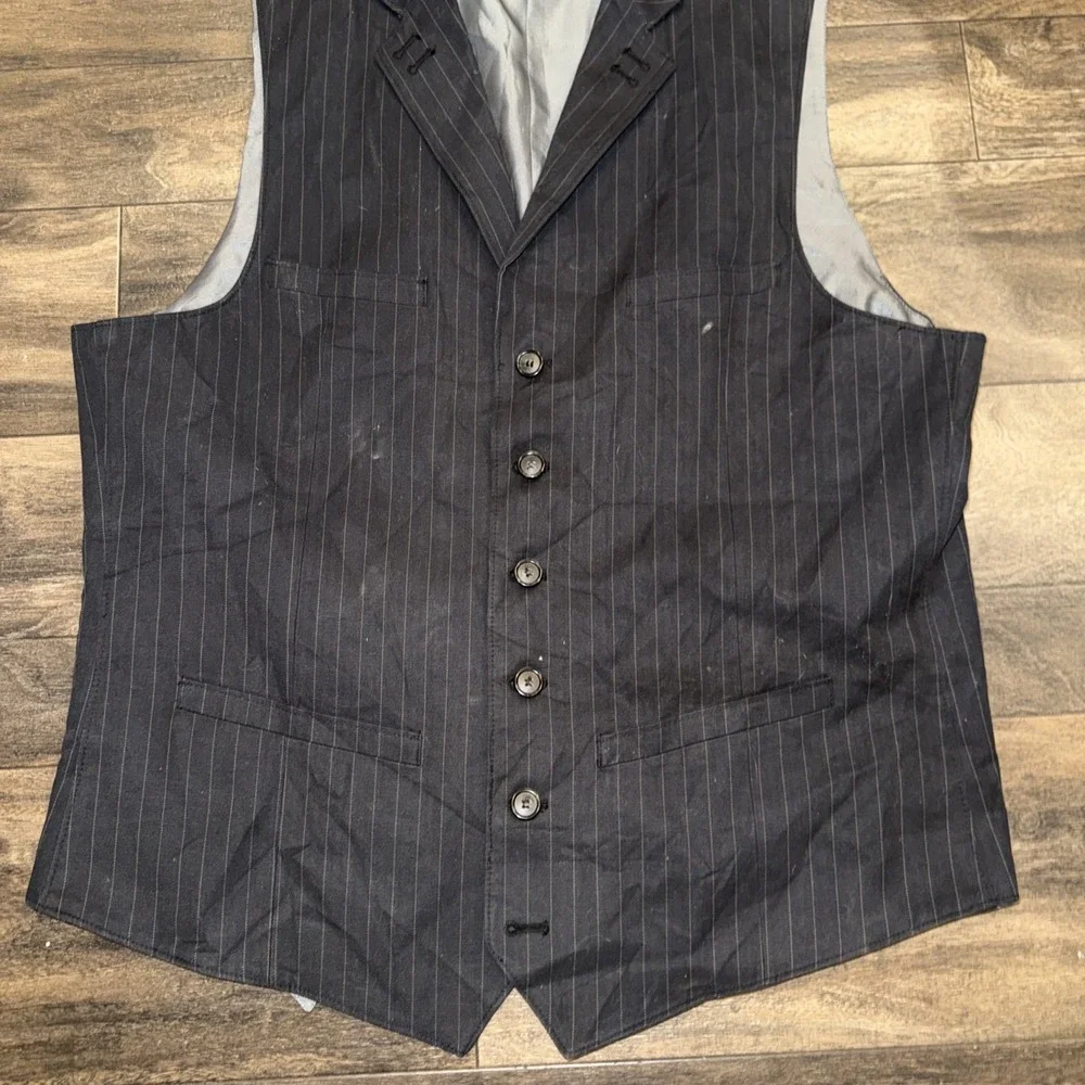 Sean John Pinstripe Dress Button-Down Vest Men's Size XXL Black-and-Grey Striped